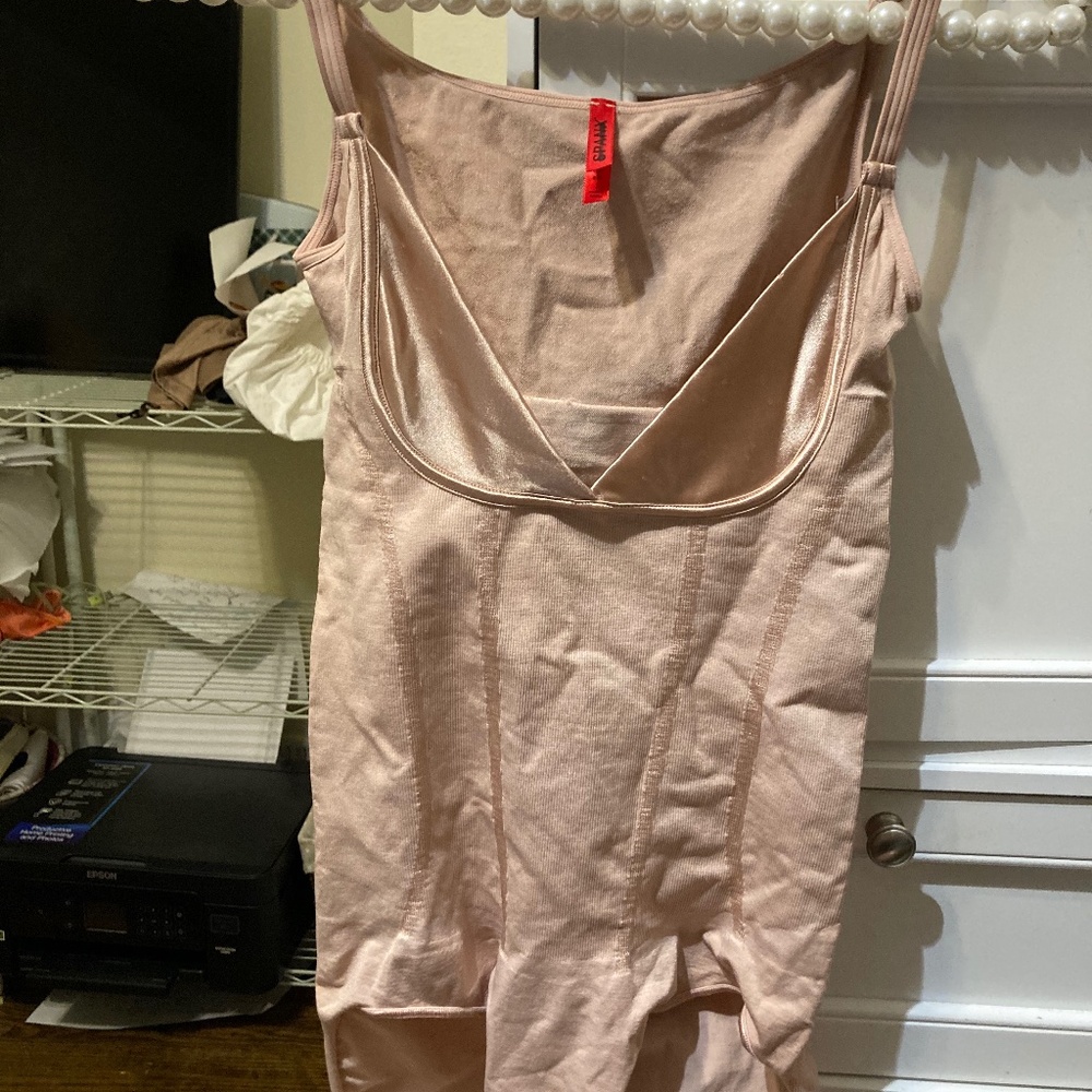 Spandex slimmer and shine open bust bodysuit large natural mood